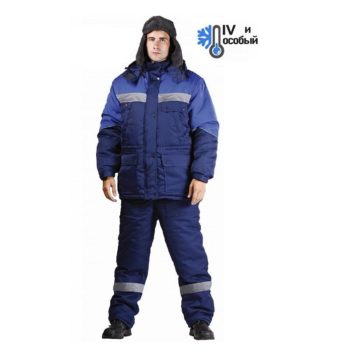 Костюм рабочий мужской зимний "Тайга", куртка с полукомбинезоном для крайнего севера (тк. Таслан)